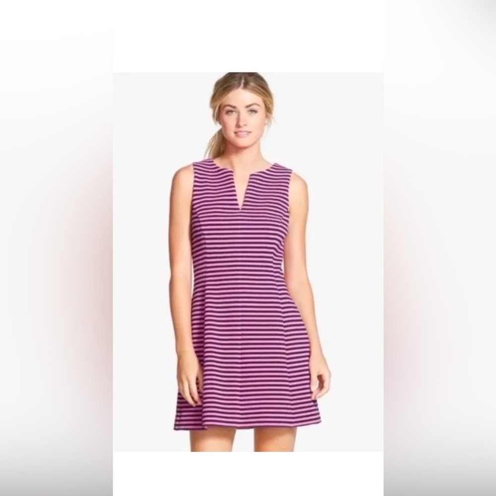 Lilly Pulitzer Brielle tank dress with back zipper in navy and pink xs